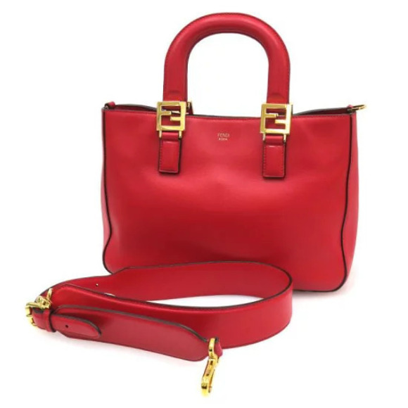 Fendi Handbags - Fendi Vitello Glacier FF Tote Rosso Cardinale leather Red